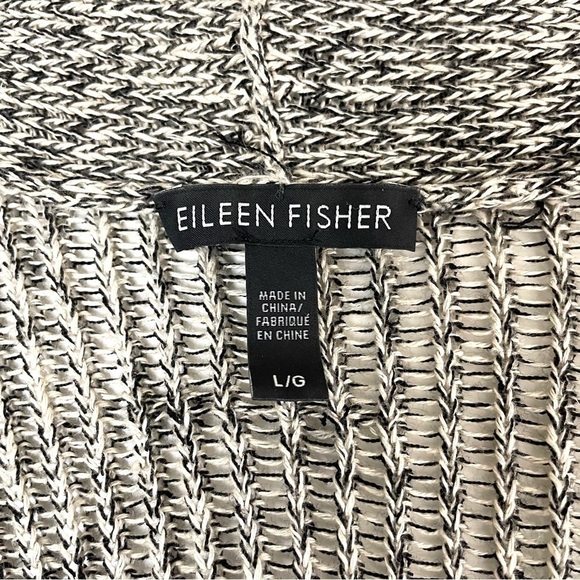 Eileen Fisher Open Front Cardigan Organic Linen Wool Marled Large - Picture 5 of 11